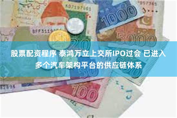 股票配资程序 泰鸿万立上交所IPO过会 已进入多个汽车架构平台的供应链体系