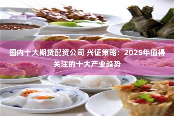 国内十大期货配资公司 兴证策略：2025年值得关注的十大产业趋势